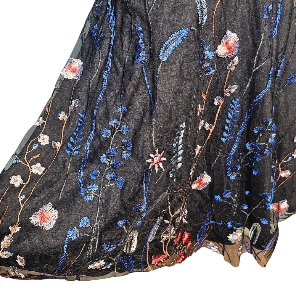 Floral Embroidered Black Dress By My Michelle. Black Fully Embroidered - Picture 11 of 14